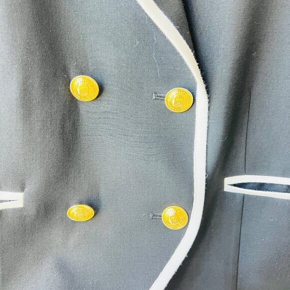 ❤️ Frame double breasted contrast trims blazer,black /white, Plus Size 14 - Picture 9 of 14